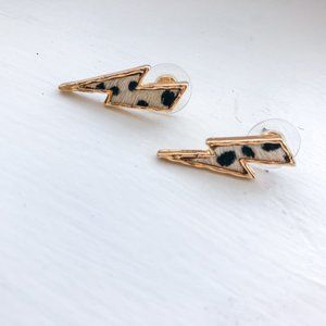 Animal Print Lightening Metal Post Earrings